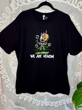 Marvel Groot Venom Graphic T-Shirt Black Adult 2XL Comic Superhero Tee